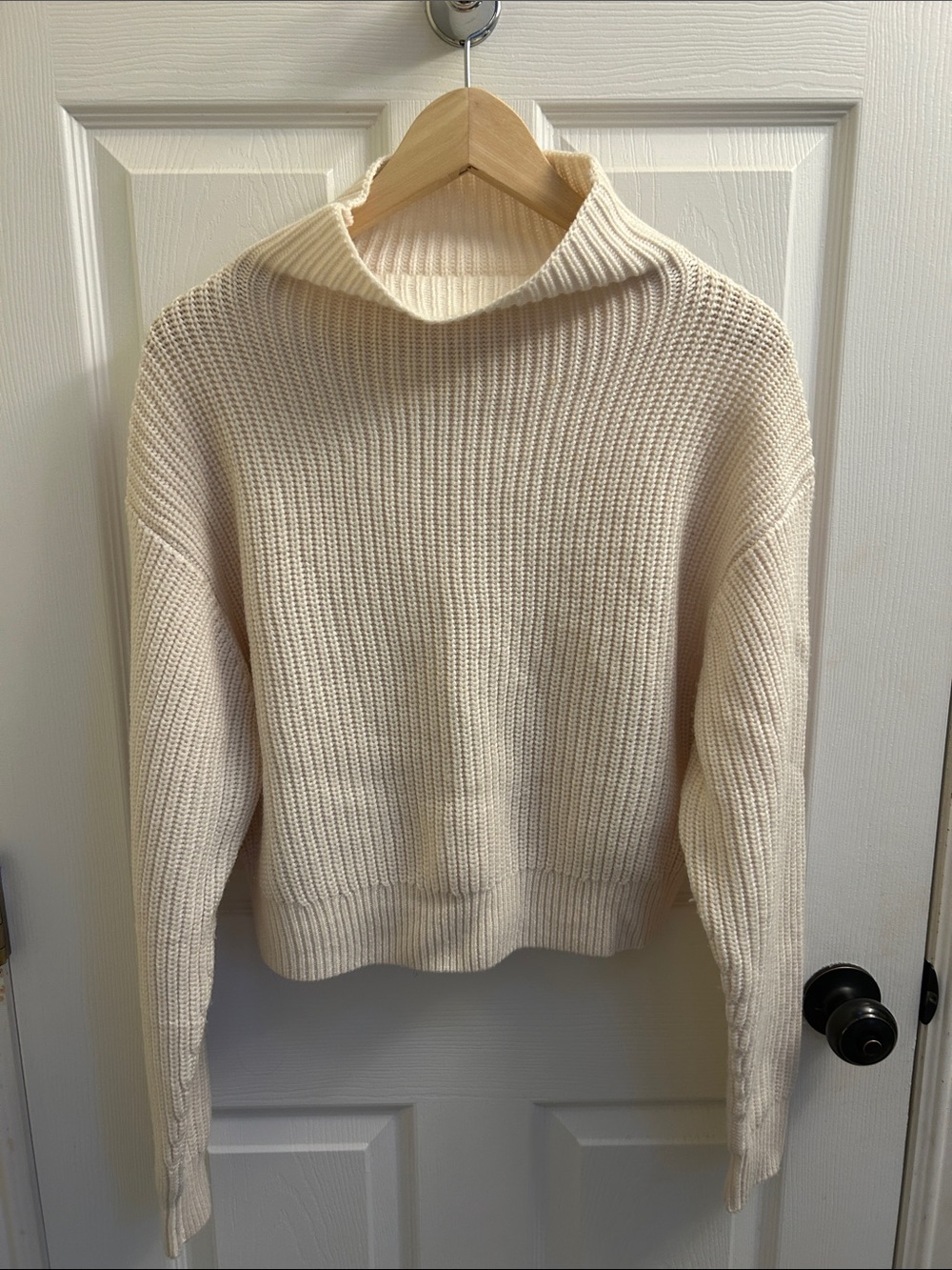 Wilfred Cream Ribbed Turtleneck Sweater